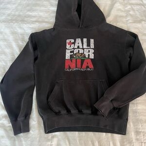 California Republic Black Graphic Hoodie - CALIFORNIA Text & Bear